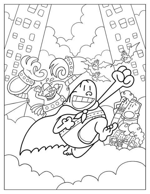 Captain Underpants rosszfiúkkal küzd a város utcáin.