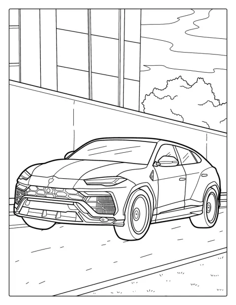 Un Lamborghini Urus aparece con su carrocería robusta y deportiva.