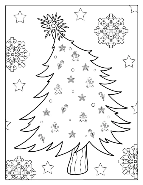 Uma grande estrela brilhante coroa a árvore de Natal.