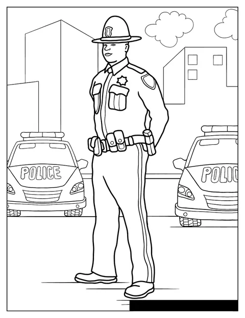 Police State Trooper To Color