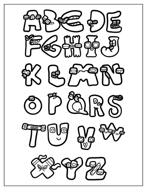Litery alfabetu od A do Z tworzą wspólną ilustrację Alphabet Lore.