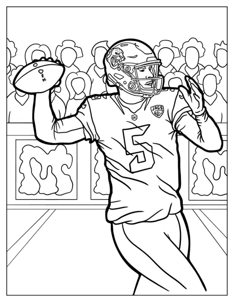 En quarterback kaster bolden frem på banen.
