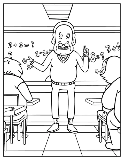 Mr. Goldenfold dá uma aula de matemática.