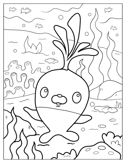 Octonauts Coloring Page Of Tunip The Vegimal In Coral Reef