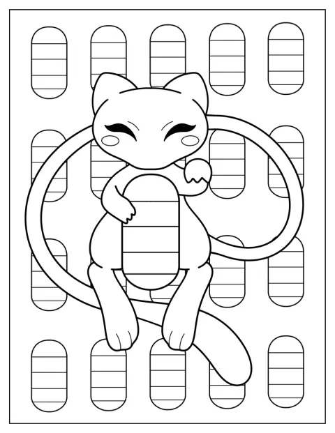 Mew hält eine goldene Koban-Glücksmünze vor sich.