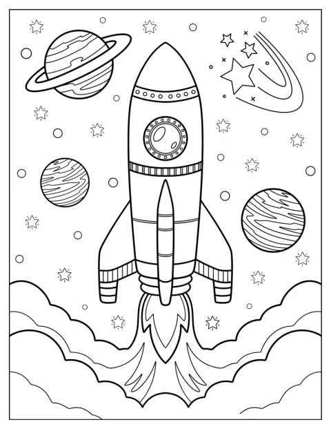 Un pequeño cohete despega y se dirige hacia el espacio exterior.