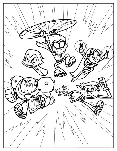 De afbeelding toont een gedetailleerde scène met personages uit Teen Titans Go.