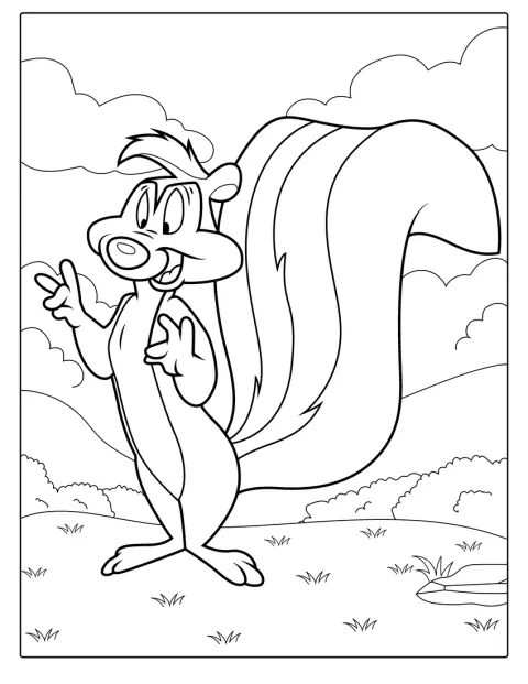 Skunk Pepé Le Pew z Looney Tunes je zobrazený samostatně.