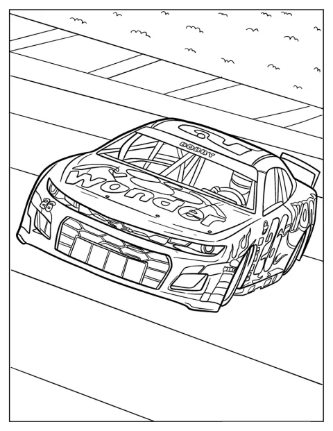 Een Chevrolet Camaro Wonder staat klaar voor de NASCAR-race.