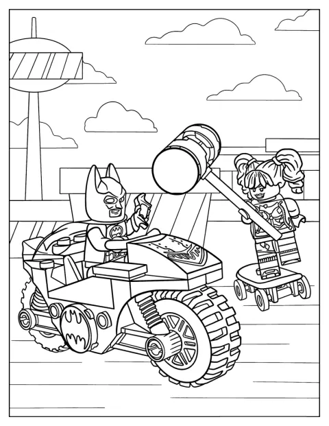 レゴバットマンとハーレイ・クインが一緒に描かれています。