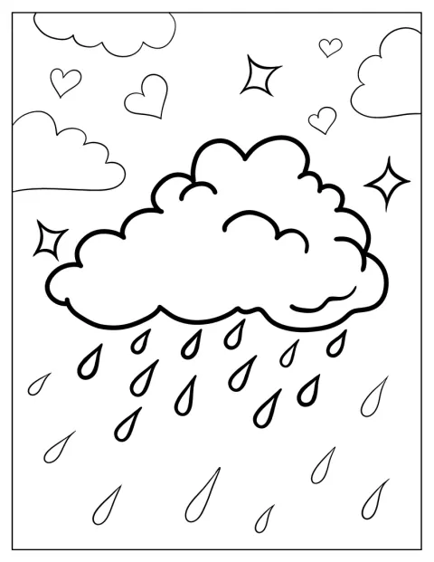 Una nube sencilla deja caer gotas de lluvia.