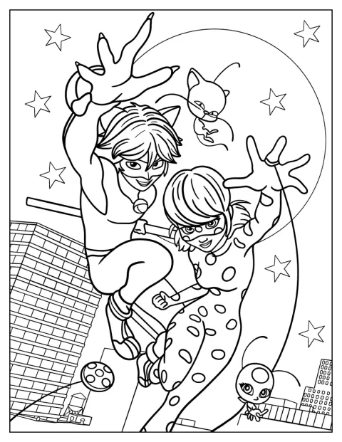 Miraculous Ladybug e Cat Noir posano insieme.