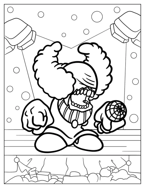 Der gruselige Clown Tricky zeigt sein furchteinflößendes Gesicht.