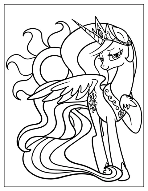 La princesse Celestia est représentée avec de nombreux détails.