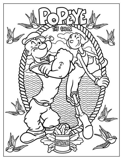 Popeye e Olive Oyl sono insieme in mare.