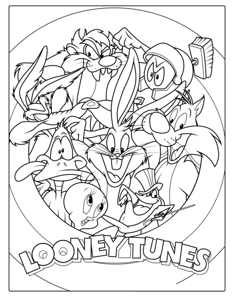 I personaggi di Looney Tunes sono riuniti in una composizione da poster.