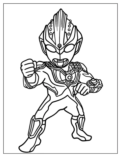 I kampstilling står en sød chibi-Ultraman klar til at slå fra sig.