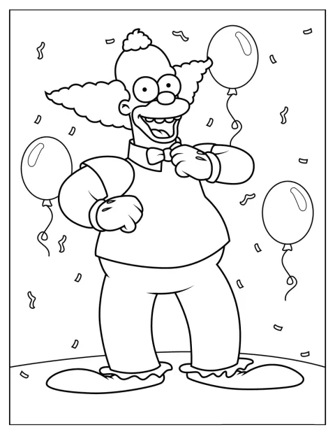 Krusty, el payaso de Los Simpson, aparece con su aspecto habitual.
