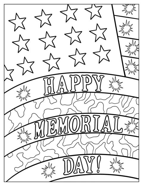De woorden ‘Fijne Memorial Day’ staan op een Amerikaanse vlag.