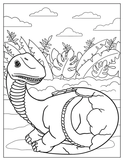 En nykläckt Brachiosaurus står bredvid sitt ägg.