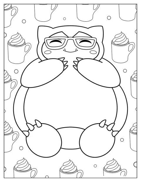 Snorlax Coloring Page Wearing Eyeglasses
