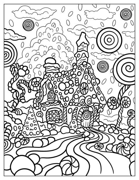 Candyland Coloring Page Christmas In Candy Land