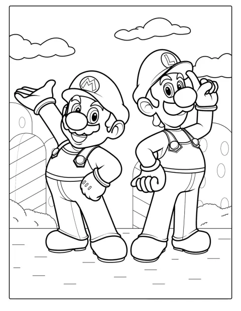 Mario a Luigi stojí společně.
