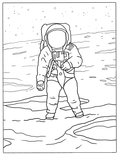 Un astronauta cammina sulla superficie lunare.