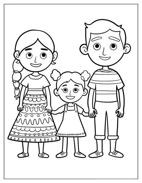 Uma mãe e um pai seguram cada um uma mão da filha.