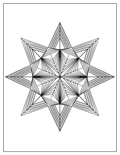 Lined 3D Star Geometric Coloring Page