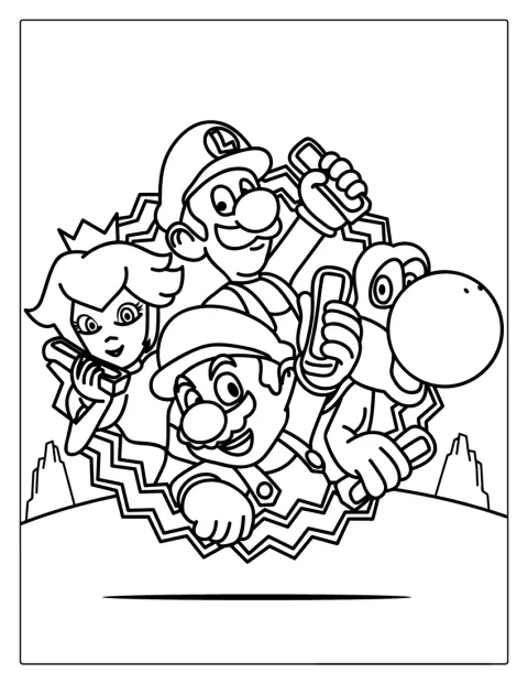 Mario, Yoshi, Luigi och Peach samlas tillsammans för ett äventyr.