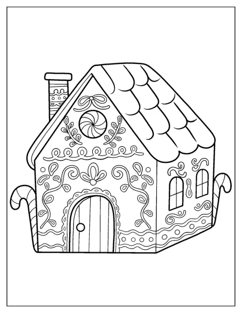Een rijk versierd peperkoekhuis staat klaar voor de kerst.