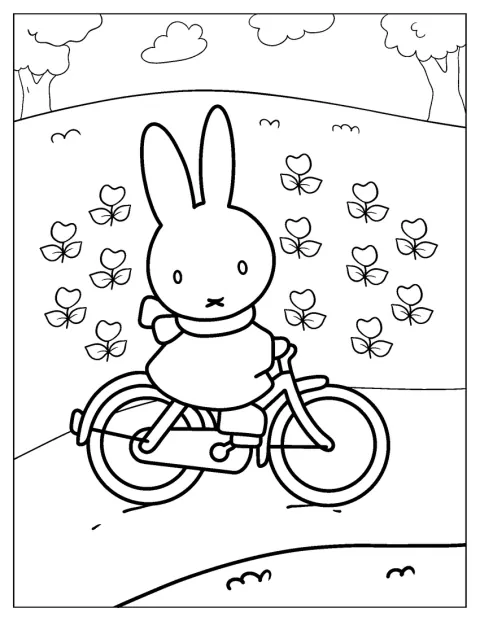 Miffy šlape na kole.