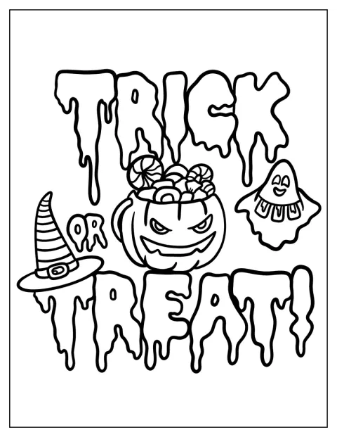 Una zucca intagliata e un fantasma decorano un saluto viscido di Halloween.