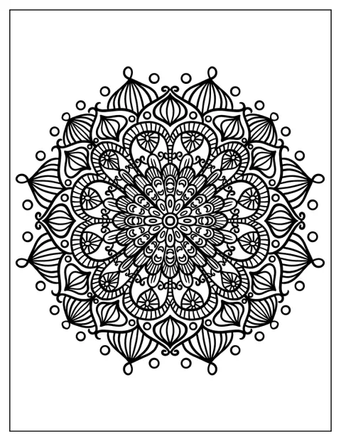 Large Floral Zentangle Coloring Page With Circles