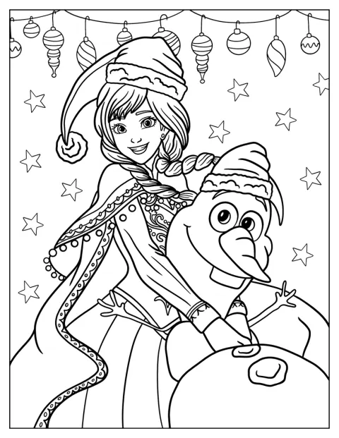 Anna et Olaf portent leurs tenues de fête pour Noël.