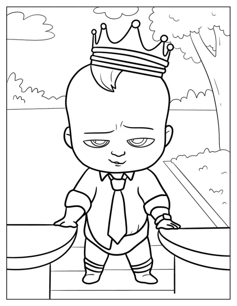 Ted Templeton, Boss Baby, nosi koronę na głowie.