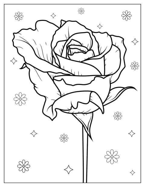 En rose vises tæt på med mange detaljer i kronbladene.