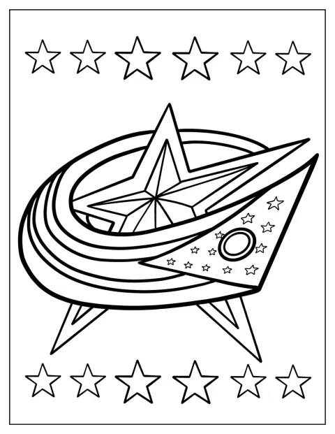 Logo Columbus Blue Jackets zawiera gwiazdę i flagę w kształcie litery C.