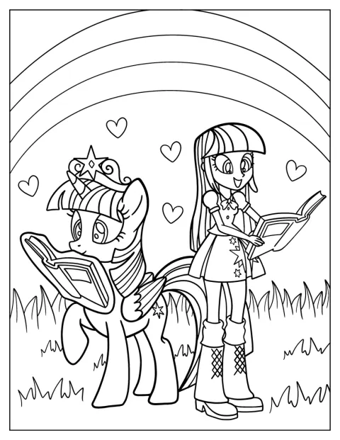 Twilight Sparkle aparece como princesa junto a su versión de Equestria Girls.