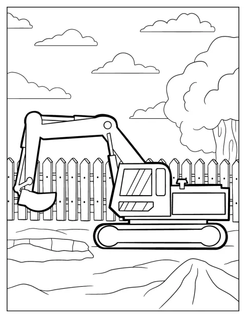 Un excavator se deplasează printre clădirile aflate în construcție.