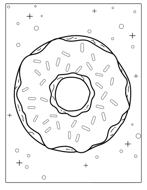 En rund doughnut med glasur og krymmel.