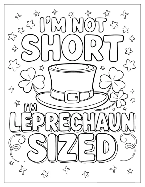 Un leprecauno posa con orgoglio accanto alla frase «Non sono basso, sono alto da leprecauno».