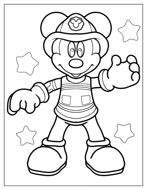 Mickey Mouse v hasičské uniformě vyráží do akce.