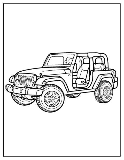 Une Jeep aux formes simples est représentée de profil.