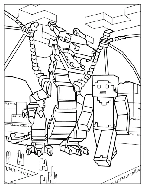 Steve din Minecraft apare alături de un dragon.