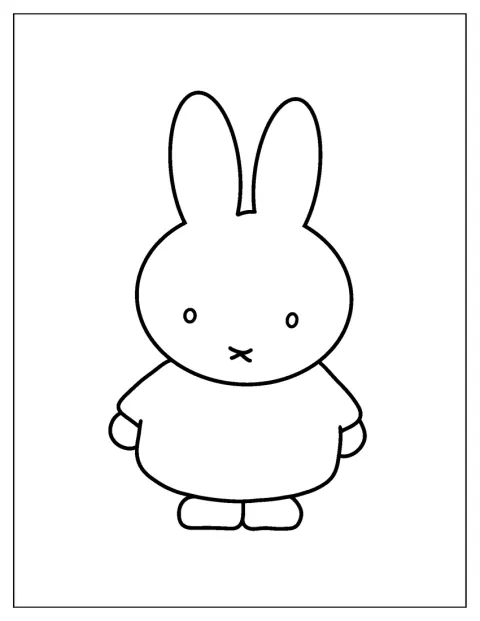 Miffys omrids viser hende stående med armene ned langs siden.