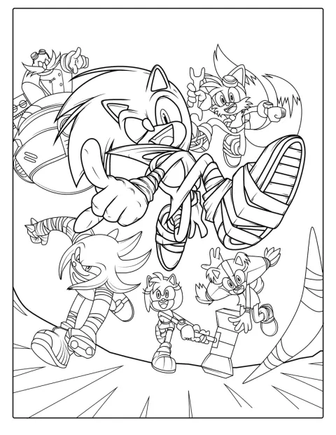 Sonic aparece acompañado de sus amigos.
