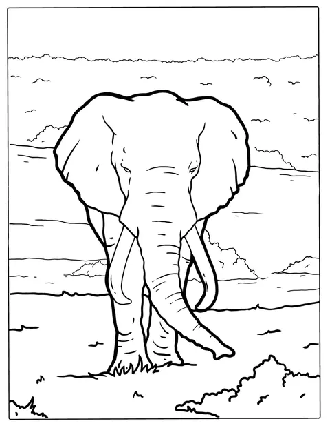 Un elefant african merge pe întinderea unei câmpii.