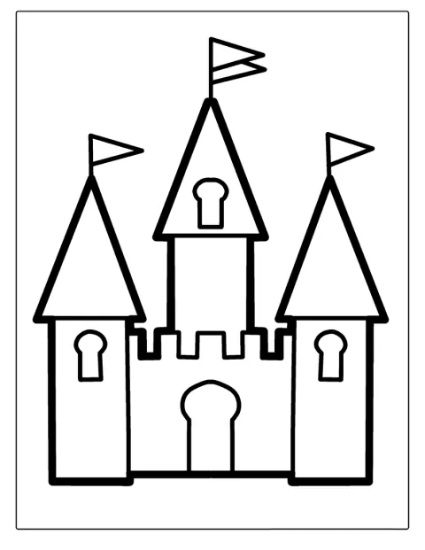 El contorno de un castillo muestra sus torres y murallas.